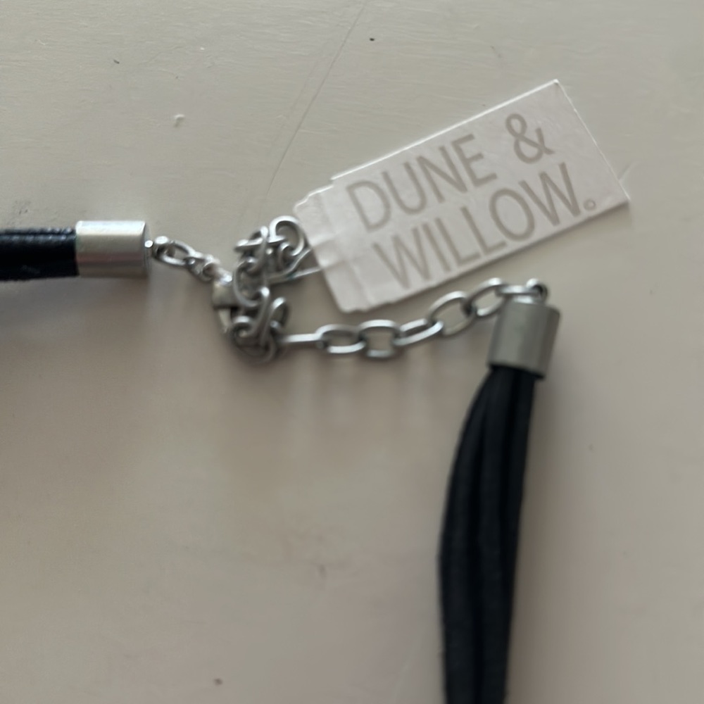 Unique silver and black leather necklace - Picture 3 of 4